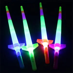 Espada laser arco-íris extensível para crianças, brinquedo com varinhas piscantes e bastões de led, ideal para festas