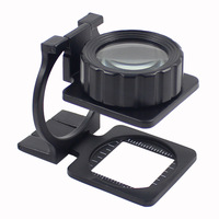 Professional Inspection Magnifying Mirror Double-Layer Glass Lens Alloy Foldable Magnifier with LED Light Metal
