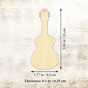 Wooden guitar pendant, laser-cut irregularly shaped wooden blank, writable and graffiti-friendly creative <b>bookmark</b> with holes - Product Image 1
