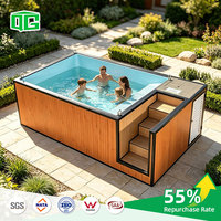 Grande piscine familiale hors sol en fibre de verre préfabriquée de 40 pieds sur 20 pieds avec terrasse pour jardin et cour arrière