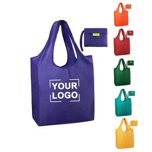 Wsy995 Reusable Folding Recycled <b>Foldable</b> 190T Polyester Shopping Bag - Product Image 1