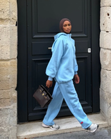 Ensemble de survêtement d'hiver personnalisé haut de gamme pour femme, 2 pièces, comprenant une tunique zippée à capuche à manches longues et un pantalon, idéal pour l'entraînement, collection 2026