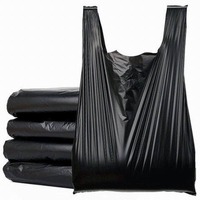 Vente directe d'usine - Sac de transport en plastique noir personnalisé pour t-shirt avec impression pour les courses au supermarché