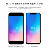 Teléfono Móvil Blackview A30 con Android 8.1, MTK6580 Quad Core, Pantalla de 5.5 Pulgadas 19:9, 2GB de RAM, 16GB de ROM, Cámara de 8.0MP, 3G WCDMA, Reconocimiento Facial, GPS