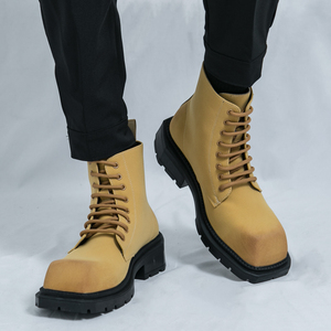 <strong>Black</strong> Yellow Thick Sole Casual <strong>Boots</strong> <strong>square</strong> <strong>toe</strong> Working <strong>Boots</strong> Size 38-45 for <strong>Men</strong> - Product Image 4