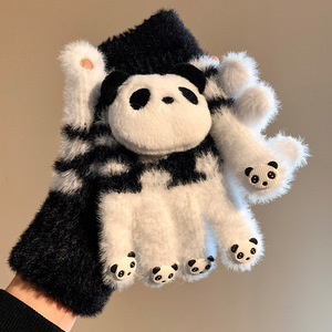 Gants en <span class=keywords><strong>mohair</strong></span> tricotés pour femme, avec logo personnalisé, motif panda mignon, compatibles écran tactile, pour l'hiver – Fabrication depuis 16 ans - Product Image 3