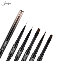 Professionnel dégradé rose or métal poignée doublure tête plate brosse ombre brosse grattoir stylo double tête brosse à ongles 5 pièces ensemble