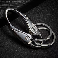 Porte-clés ovale de luxe en acier inoxydable, design guitare, double anneau, multifonctionnel, impression UV, petit couteau, pour affaires et créativité