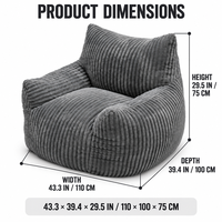 Fauteuil de relaxation rembourré côtelé type pouf, emballé sous compression, siège de canapé confortable avec accoudoirs de soutien pour studio, home cinéma et décoration intérieure