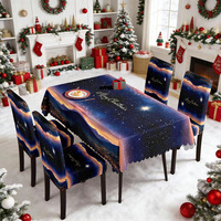 Ensemble de housses de table et de protège-chaises style galaxie aurore pour Noël, prix d'usine, pour la décoration de salle à manger des fêtes, vente en gros
