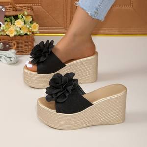 Nouvelles sandales d'été compensées à plateforme pour femmes, grande taille, avec nœud et semelle épaisse, vente en gros transfrontalière 717 - Product Image 3