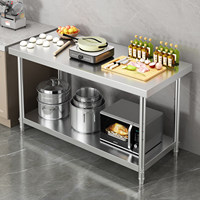 Table de travail en acier inoxydable, table de préparation pour cuisine commerciale, table de préparation alimentaire robuste pour restaurant avec pieds réglables