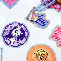 Autocollants en vinyle découpés sur mesure, autocollants en PVC transparents, étanches aux UV, holographiques, anime, Vsco, avec logo