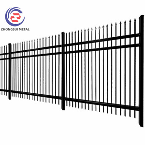 Valla de acero Corten de alta calidad de 6 pies. X 8 pies. Panel de valla de metal con pináculo puntiagudo de barra espaciada de acero resistente - Product Image 1