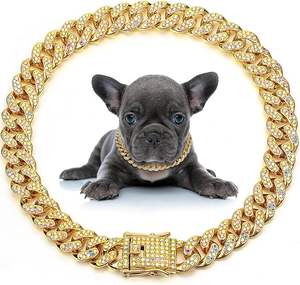 Vente en gros de collier pour chien à chaîne en or Quincaillerie pour collier pour chien <span class=keywords><strong>Pitbull</strong></span> à maillons cubains en acier inoxydable robuste - Product Image 1