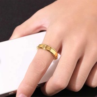 Soulagement de l'anxiété personnalisé Fidget chapelet perles croix Seigneur prière 18k plaqué or en acier inoxydable Spinner chapelet anneau