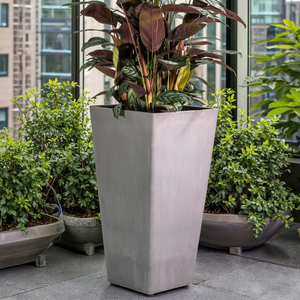Grande jardinière carrée en plastique noir et blanc Grand pot de fleurs Style oriental PP Intérieur Extérieur Plancher Maison Jardin Centres commerciaux - Product Image 1