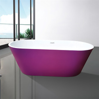 Baignoire autoportante personnalisée en acrylique noir mat directement personnalisée en usine