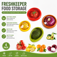 Silicone fruit- en groente bewaardoosjes anti-oxidatie 4-delig handmatig opbergset avocado bewaarder houder herbruikbaar milieuvriendelijk draagbaar