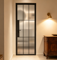 Porte intérieure moderne en verre et fer noir sur mesure de haute qualité pour maisons
