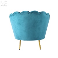 Fauteuil moderne en acier inoxydable doré, forme de fleur verte, fauteuil d'appoint, club, velours, salon, accent, canapé individuel