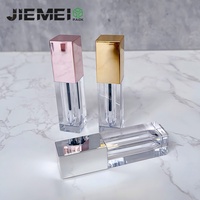 Flacon vide pour gloss à lèvres carré en PET avec couvercle métallique de haute qualité JIEMEI, 4,5 ml, tube transparent pour gloss à lèvres, emballage élégant pour teinte à lèvres