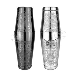 Tùy Chỉnh 850Ml + 550Ml Thanh Sử Dụng Cocktail Shaker Khắc Mô Hình Boston Phong Cách Trộn Thép Không Gỉ Bartender Đồng Barware - Product Image 1