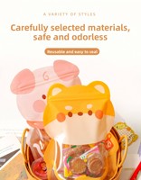 Sacs refermables PETPE en forme d'animaux de dessin animé mignons avec fenêtre transparente, auto-scellants, de qualité alimentaire, pour emballer des collations, des bonbons, des biscuits, des noix