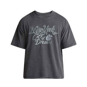 เสื้อยืดแขนสั้นสีเทาเข้มสำหรับผู้ชายไซส์ใหญ่ พิมพ์ลาย New York City of Dreams คอกลม ผ้าเจอร์ซีย์ลำลอง สำหรับผู้ชาย - Product Image 1
