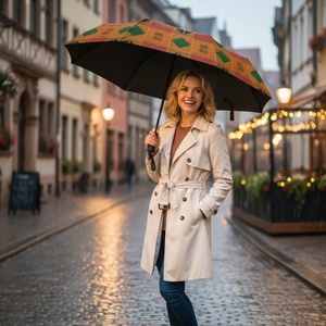 Compact <b>Windproof</b> Nylon Travel <b>Umbrella</b> Vintage Design Fully-Automatic Open Close Lightweight Portable UV Protection - Product Image 6