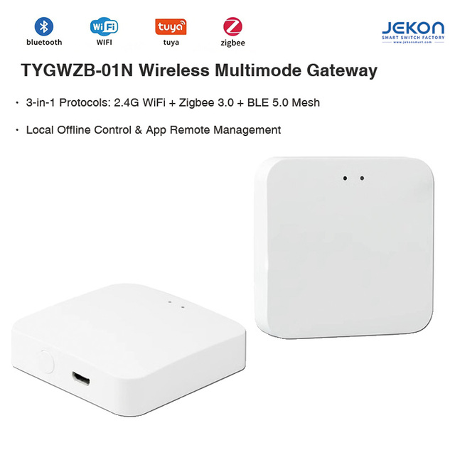 Tuya 3 in 1 Multimode Gateway Support 2.4G WiFi Zigbee 3.0 BLE 5.0 Mesh Local Offline Control RJ45 Wired Network