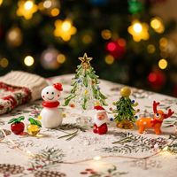 Handgefertigte Murano-Glas Weihnachtsornamente Weihnachtsmann Baum Rentier Figuren Set Festliche Tischdekoration