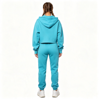 Ensemble de survêtement 2 pièces en coton pour femme avec logo personnalisé, sweat à capuche et pantalon de jogging de haute qualité pour la gym