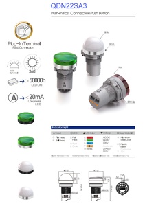 Đèn báo tín hiệu kim loại QDN22SA3 <span class=keywords><strong>30mm</strong></span>, đầu bi, ánh sáng mạnh, phát sáng đỏ, xanh lá, vàng, xanh dương - Product Image 3