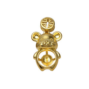 Pendentif souris en argent S925 avec pièce de monnaie en bronze du zodiaque et 7-8 perles, accessoires de fabrication de bijoux DIY - 3282 Pendentif cheveux de fœtus - Product Image 5