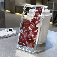 Étuis de téléphone pour hommes et femmes tendance pour Iphone7 8PLUS XS MAX XR 15 PRO MAX Objectif de précision Lèvres rouges sexy Étui de téléphone transparent