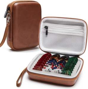 Custodia per plettro per chitarra in EVA oro personalizzata custodia rigida in PU per vassoio in plettro con schiuma con cerniera - Product Image 4