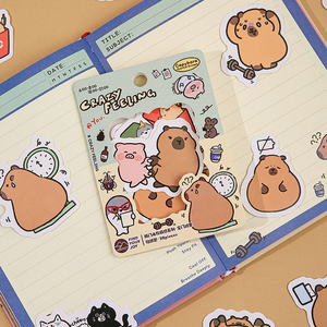 Paquete de pegatinas bonitas de Capybara-Serie Eternal Groups Crazy Feeling, diseño único para manualidades DIY, diario, funda de teléfono - Product Image 1