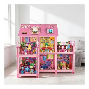 Kit de Casa de Muñecas de Plástico para Armar, con Muebles y Accesorios, Dormitorio, Cocina, Baño, Balcón, Juego Creativo de Simulación, Regalo para Niñas - Product Image 1