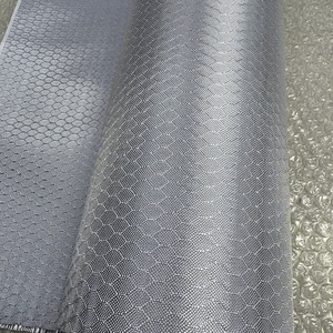 Silver Jacquard Honeycomb Fabric Carbon Fiber Inspired for Cars Crafts Industry Applications Special pattern - Product Image 1
