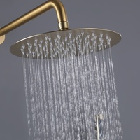 Système de douche mural multifonctionnel en laiton doré brossé de luxe avec mitigeur en céramique, ensemble de douche à effet pluie doux pour villa