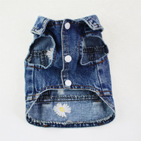 Dernière veste en jean pour chien à imprimé marguerite, veste en jean pour animal de compagnie