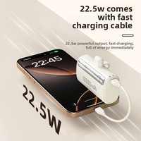 Batterie externe compacte de style capsule, charge rapide 22,5 W, type C, design mini compact en plastique, batterie au lithium polymère haute capacité, portable