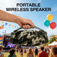 Haut-parleur sans fil PMPO 10W avec poignée de transport, basses profondes, stéréo Hi-Fi, OEM ODM, idéal pour la maison, les réunions de famille, le camping en plein air
