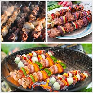 Kabob-<span class=keywords><strong>pinchos</strong></span> <span class=keywords><strong>de</strong></span> acero inoxidable para barbacoa, juego <span class=keywords><strong>de</strong></span> brochetas para carne, camarón, <span class=keywords><strong>pollo</strong></span> y <span class=keywords><strong>verduras</strong></span> <span class=keywords><strong>con</strong></span> mango <span class=keywords><strong>de</strong></span> madera - Product Image 6