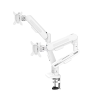 Support d'écran double bras à ressort à gaz pour écrans de 10 à 42 pouces, support de bureau en aluminium, couleurs personnalisées avec gestion des câbles