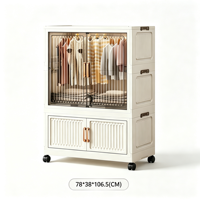 Armoire de rangement pliable à double porte en plastique avec roulettes pour suspendre vêtements, jouets, organisateur de chambre à coucher
