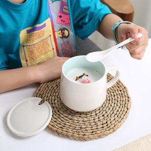 Taza <span class=keywords><strong>de</strong></span> Cerámica con Diseño Creativo <span class=keywords><strong>de</strong></span> Animales <span class=keywords><strong>de</strong></span> Dibujos Animados, con Tapa y Cuchara, Pintada a Mano en 3D, para Sopa o Café - Product Image 4