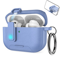 Casing Pelindung Kokoh Motif Leci dengan Pengunci Pengaman dan Gantungan Kunci untuk AirPods 4 5 Pro 2