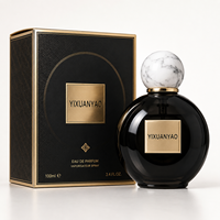 Botol Parfum Kaca Bulat Hitam Kosong Grosir dengan Kotak Hadiah dan Tutup Bola Marmer Logo Kustom